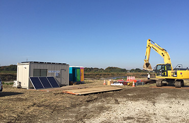 photo of the riverbank embankment construction site